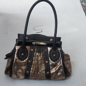 Cromia made in Italy women's elegant gold, brown and black with handbag, purse